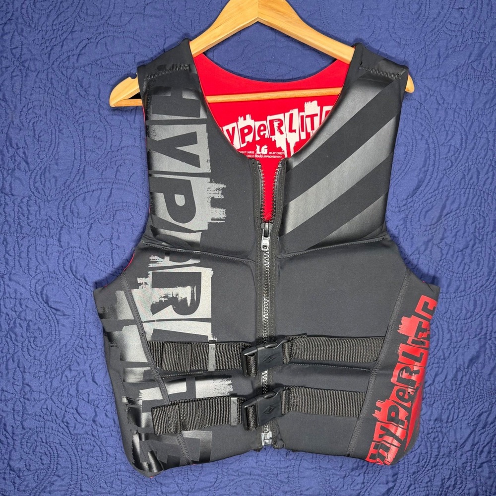 Hyperlite Life Jacket Vest Black Red USCG Approved Wakeboard Men's Large Read